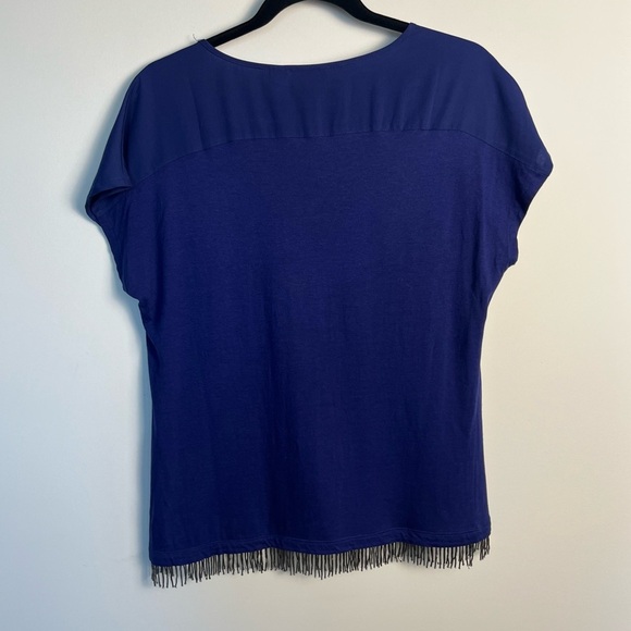 Chico’s / Royal blue cotton modal blouse with beaded strings - Picture 8 of 10